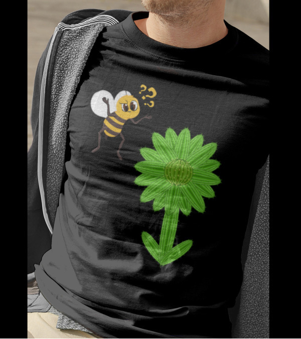 Cute Bee Searching For Nectar On Cactus-Shaped Flower T-Shirt