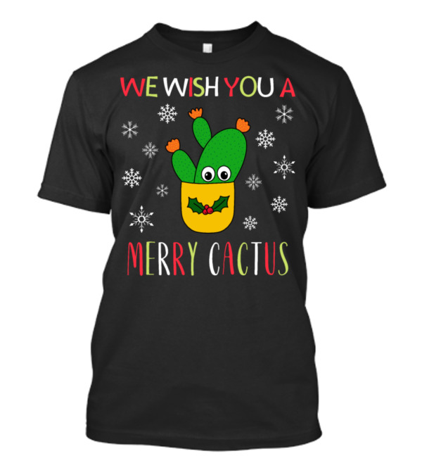 We Wish You A Merry Cactus Snowflakes Opuntia Microdasys T-Shirt