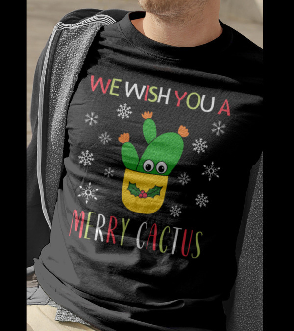 We Wish You A Merry Cactus Snowflakes Opuntia Microdasys T-Shirt