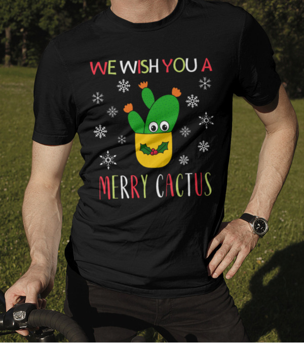 We Wish You A Merry Cactus Snowflakes Opuntia Microdasys T-Shirt