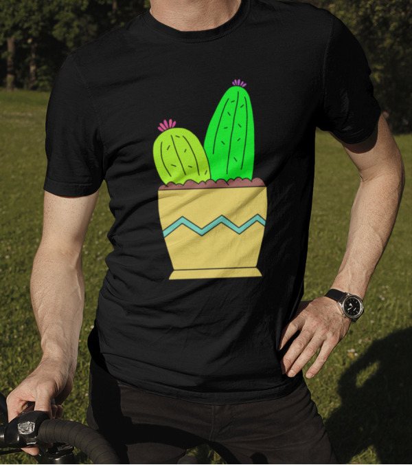 2 Cacti In Patterned Pot Enjoying The Soil T-Shirt