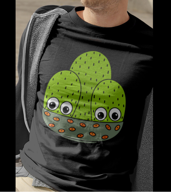 Cacti Bunch In A Bowl Planter Cute Cartoon Eyes T-Shirt