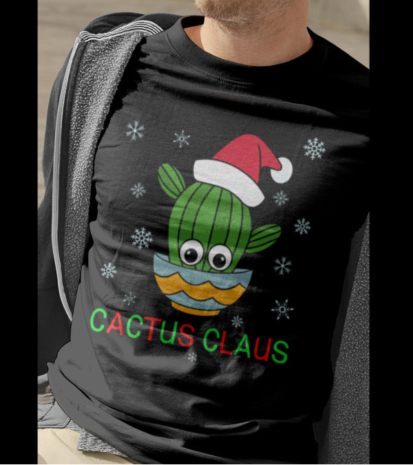 Cactus Claus Santa Hat Cactus Bowl With Snowflakes T-Shirt