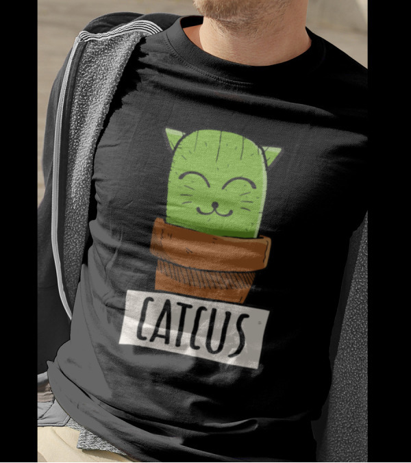 Catcus Cactus Cute Kitty Meow Lover T-Shirt