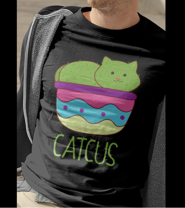 Catcus Cute Cat As Cactus In Pot T-Shirt