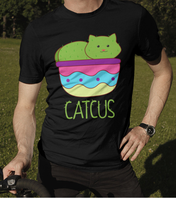 Catcus Cute Cat As Cactus In Pot T-Shirt