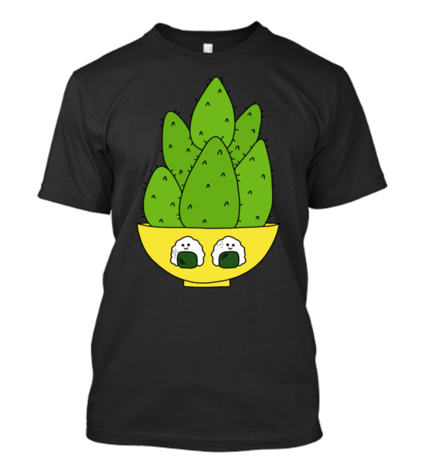 Cute Cacti Bunch With Happy Onigiri Bowl T-Shirt