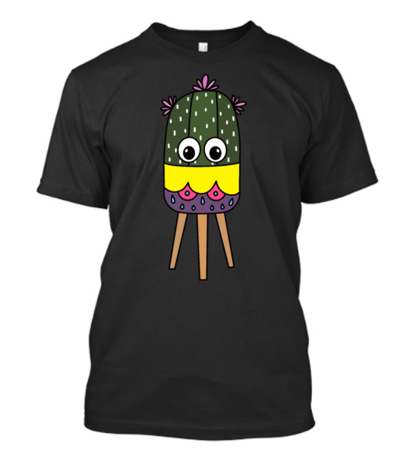 Cute Cactus With Big Eyes In Colorful Planter T-Shirt