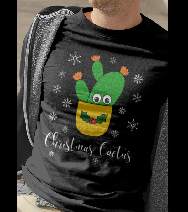 Christmas Cactus Opuntia Microdasys Snowflakes Festive T-Shirt