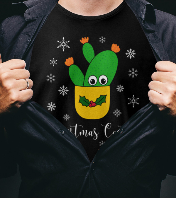 Christmas Cactus Opuntia Microdasys Snowflakes Festive T-Shirt