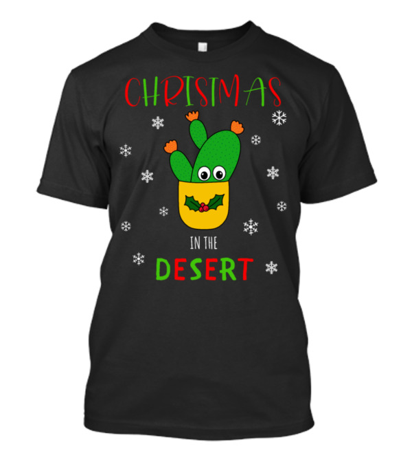 Christmas In The Desert Opuntia Microdasys Holiday Cactus With Snowflakes T-Shirt