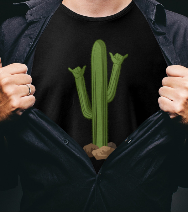 Desert Cactus Rock On Hand Gesture T-Shirt