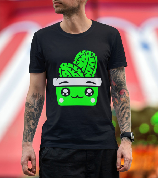 Premium T-Shirt: Face Baby Cactus Comic Cartoon Cactus Flower T-Shirt Face Baby Cactus Comic Cartoon Cactus Flower T-Shirt