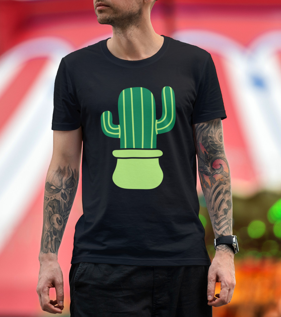 Little Cute Cactus in Green Pot T-Shirt