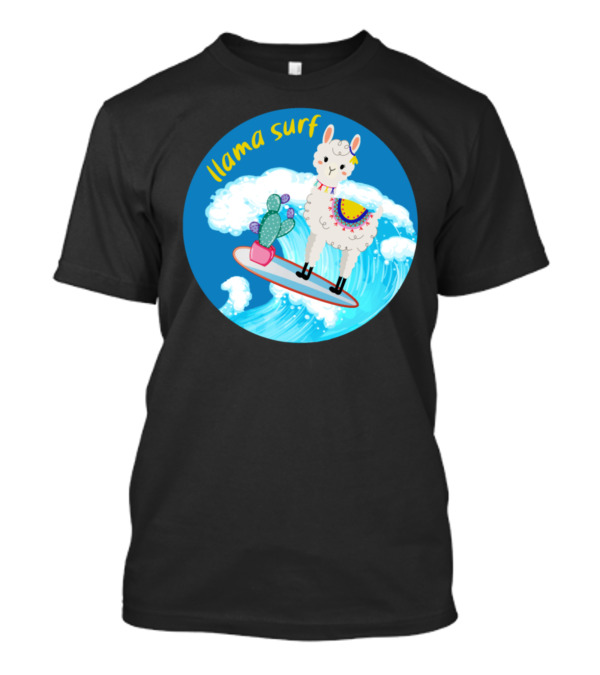 Llama Surf Catch The Wave Cactus Surfing Lama T-Shirt