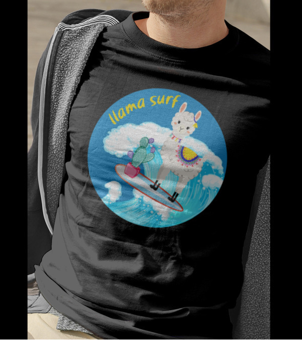 Llama Surf Catch The Wave Cactus Surfing Lama T-Shirt