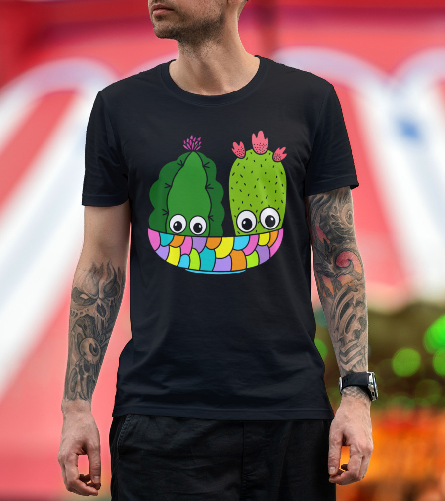 Pretty Cacti Arrangement with Eyes in Colorful Bowl T-Shirt