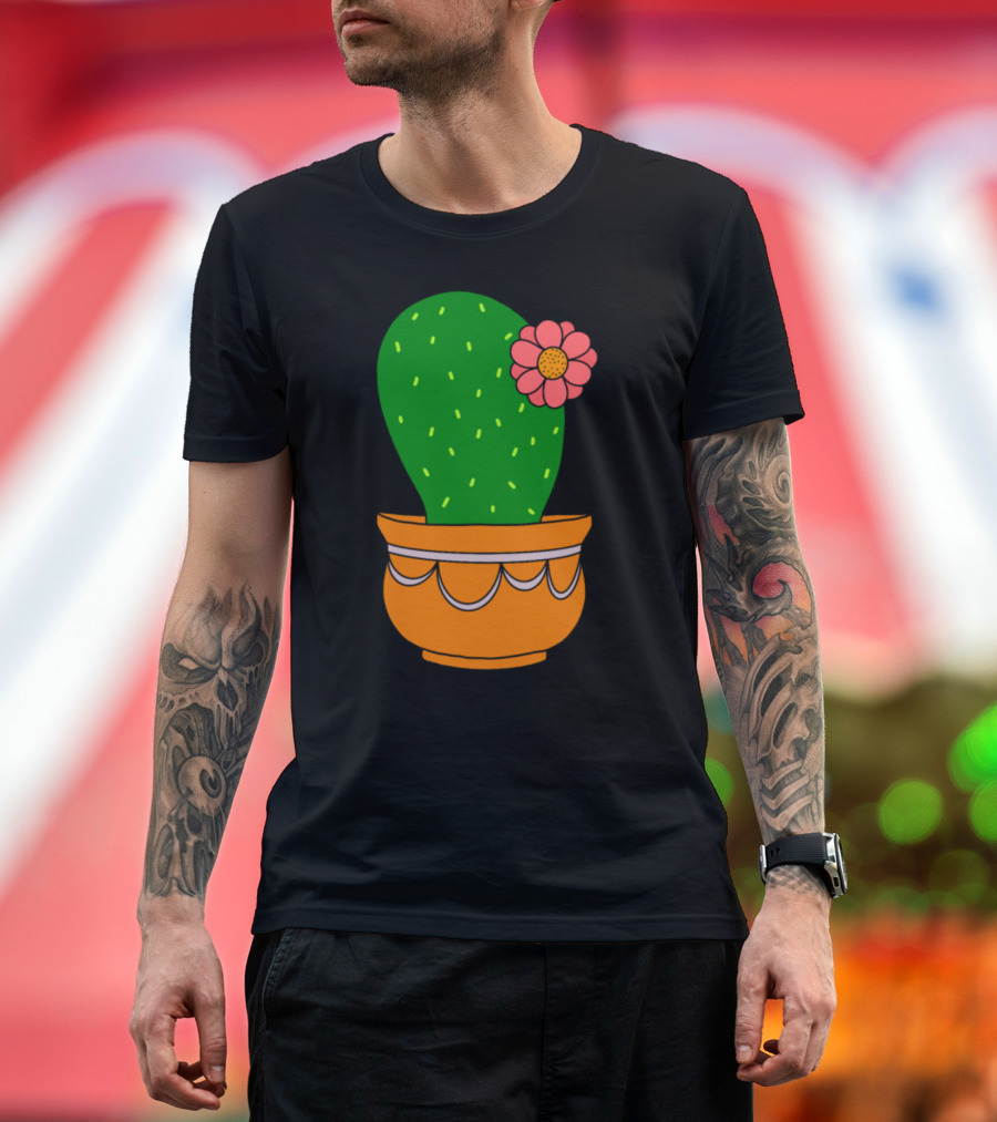 Pretty Cactus with Flower in Decorative Pot T-Shirt