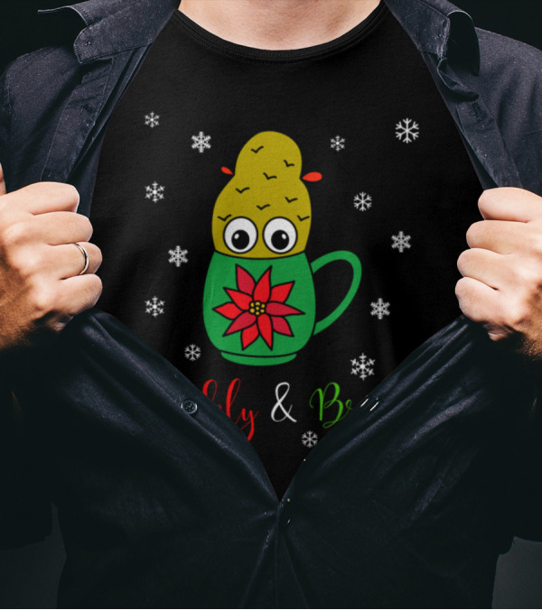 Prickly And Bright Cute Christmas Cactus With Snowflakes And Poinsettia Mug T-Shirt