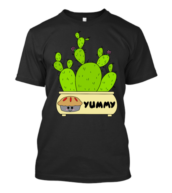 Prickly Pear Cacti In Yummy Pie Planter With Cute Pie Face T-Shirt