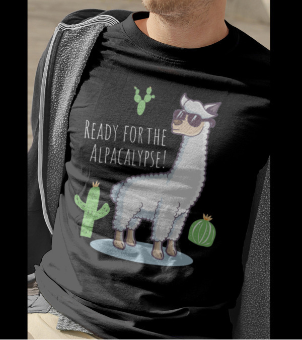 Ready For The Alpacalypse Funny Llama Lover Cactus Cool Llama With Sunglasses T-Shirt