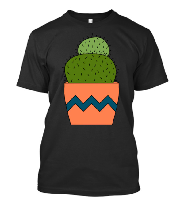 Round Cactus With Zigzag Patterned Pot T-Shirt