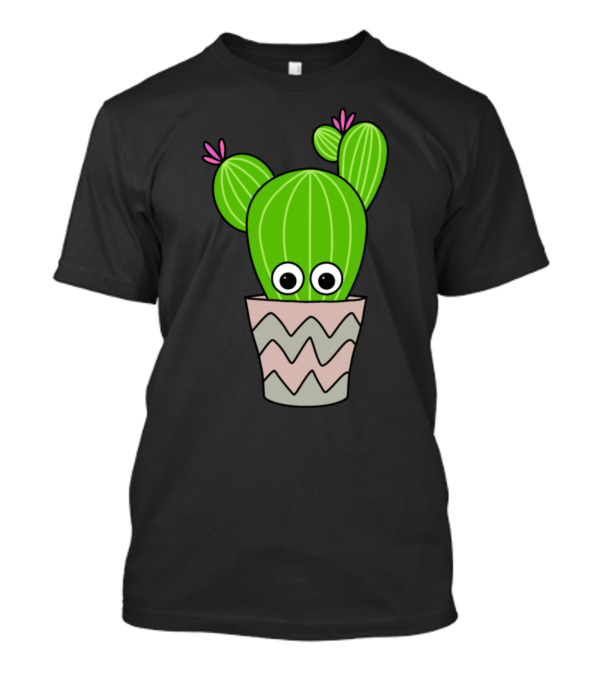 Round Cactus Eyes In Zigzag Pattern Pot T-Shirt