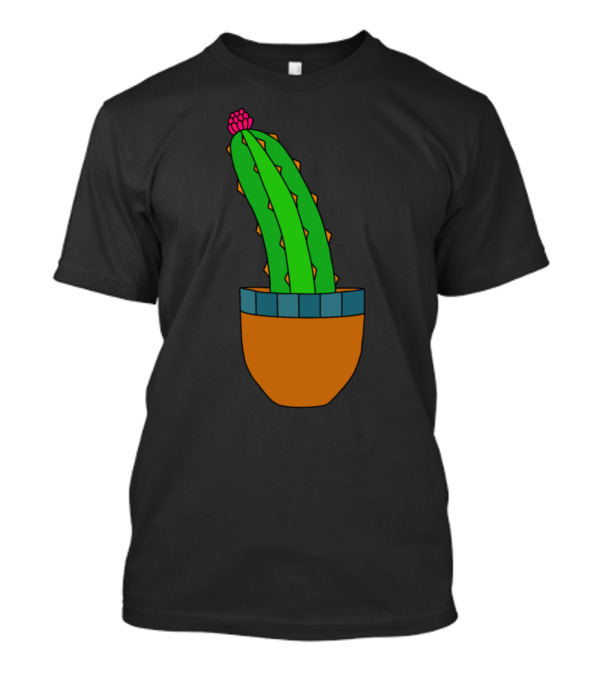 Cactus With Pink Flower In Brown Pot T-Shirt