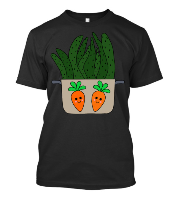 Happy Carrots And Succulents In Cooking Pot T-Shirt