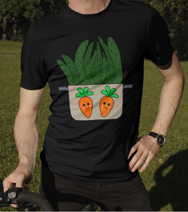Happy Carrots And Succulents In Cooking Pot T-Shirt