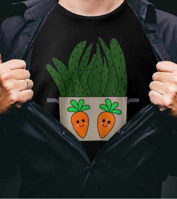 Happy Carrots And Succulents In Cooking Pot T-Shirt