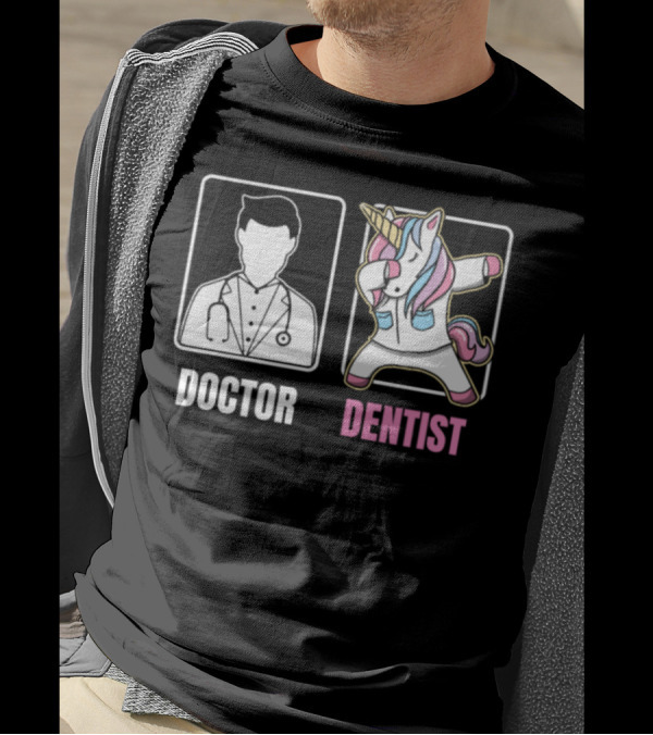 Doctor Dentist Dabbing Unicorn Funny Comparison T-Shirt