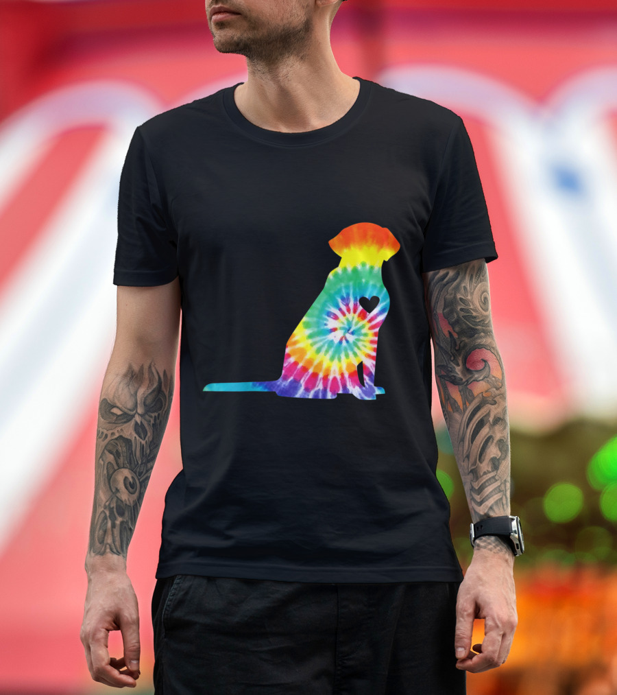 Tie Dye Labrador with Heart Hippie Dog T-Shirt