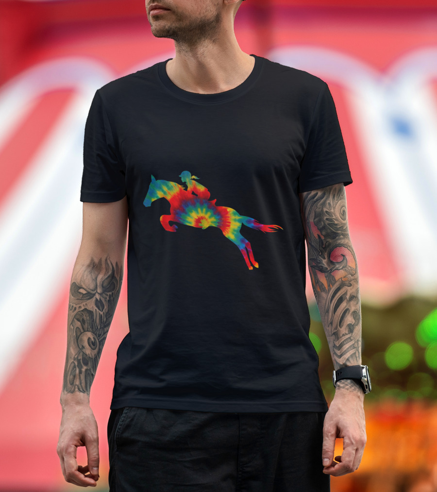Tie Dye Horse Rider English Hunter Jumper Girl T-Shirt