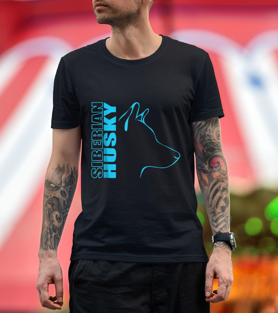 Siberian Husky Outline Profile Fun Blueprint T-Shirt