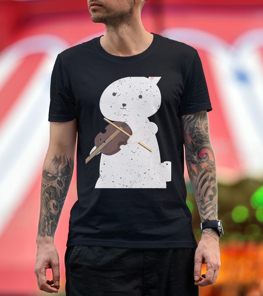 Rabbit Playing Violin for Violi Cute Animal Music T-Shirt