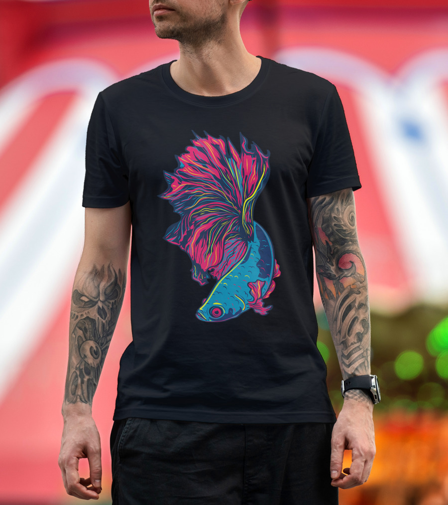 Siamese Betta Fish Vibrant Colorful Artwork Exo T-Shirt