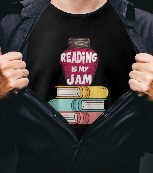 Reading Is My Jam Funny Books Lover Book Stack T-Shirt