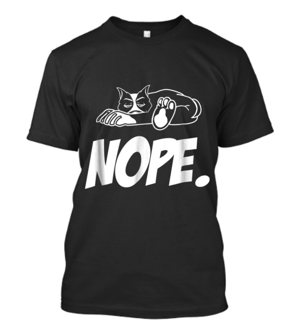 Nope Lazy Pitbull Graphic Illustration With Relaxed Dog Motif T-Shirt