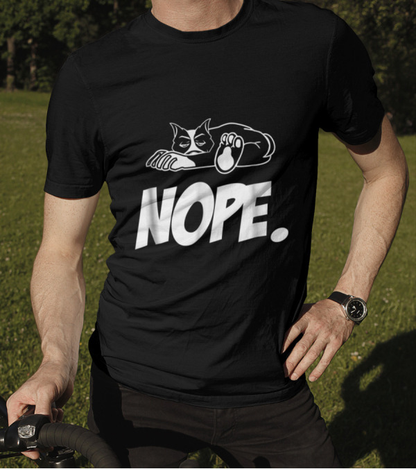 Nope Lazy Pitbull Graphic Illustration With Relaxed Dog Motif T-Shirt