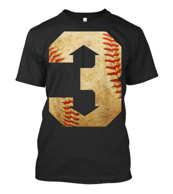 Three Up Three Down Baseball 3 Up Number 3 With Arrows On Baseball Texture T-Shirt