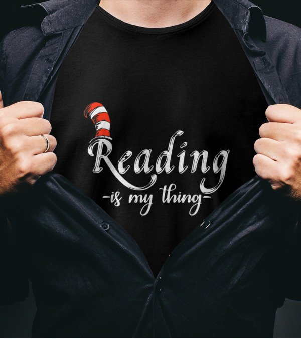 Reading Is My Thing Red And White Striped Hat T-Shirt