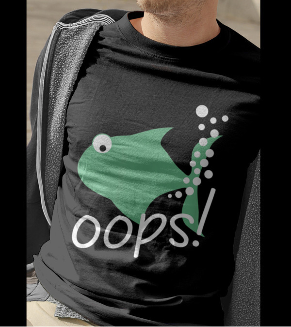 Oops Little Green Fish With Bubbles Mishap T-Shirt