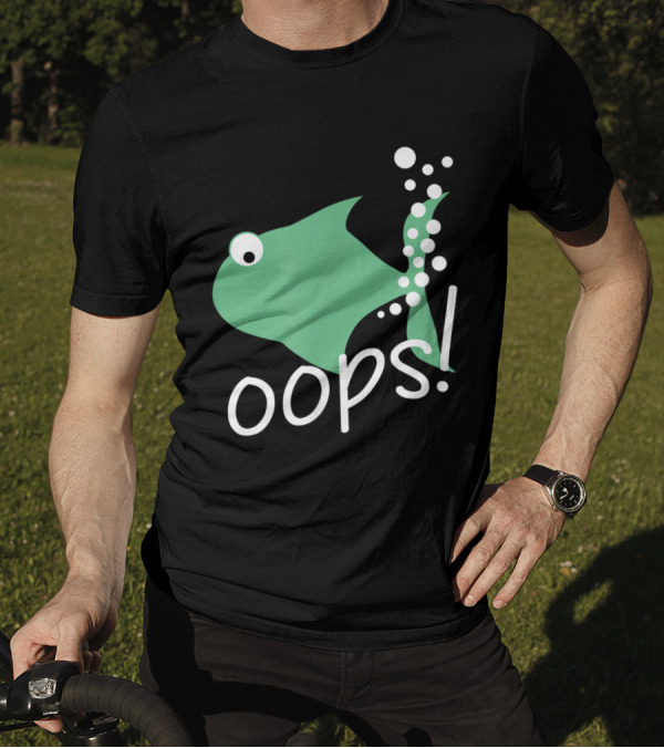 Oops Little Green Fish With Bubbles Mishap T-Shirt