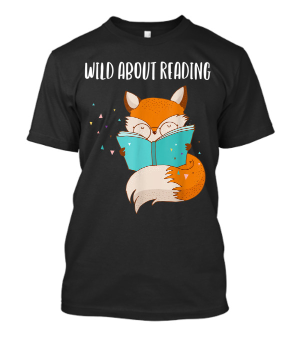 Wild About Reading Fox Holding A Blue Book T-Shirt