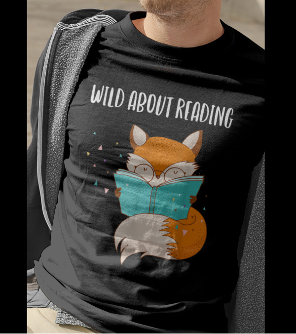 Wild About Reading Fox Holding A Blue Book T-Shirt