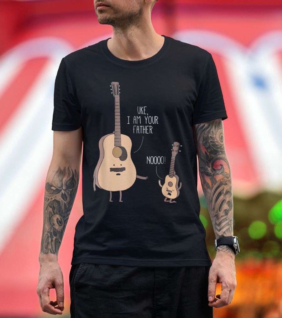 Uke I Am Your Father Funny Ukulele Guitar Parody Quotes with Noooo Reaction T-Shirt