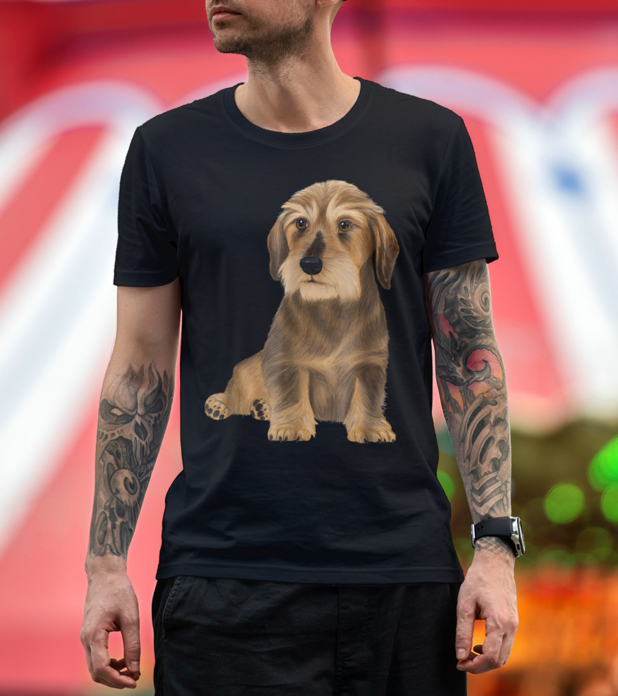 Wirehaired Dachshund Sitting Dog T-Shirt