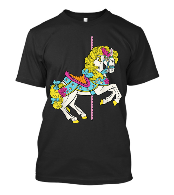 Merry Go Round Carousel Horse Pony With Flowers And Ribbons T-Shirt