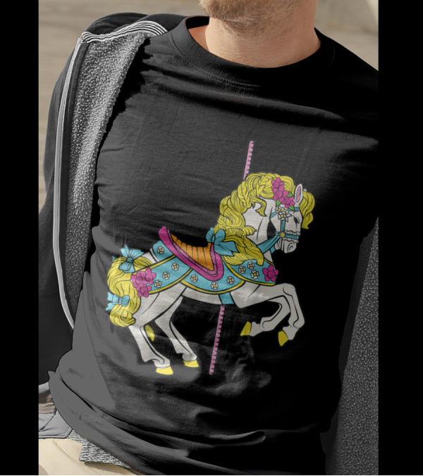 Merry Go Round Carousel Horse Pony With Flowers And Ribbons T-Shirt